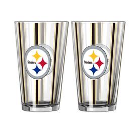 Logo Brands - Pittsburgh Steelers Two-Piece 16oz. Striped Pint Glass Set - Multicolor