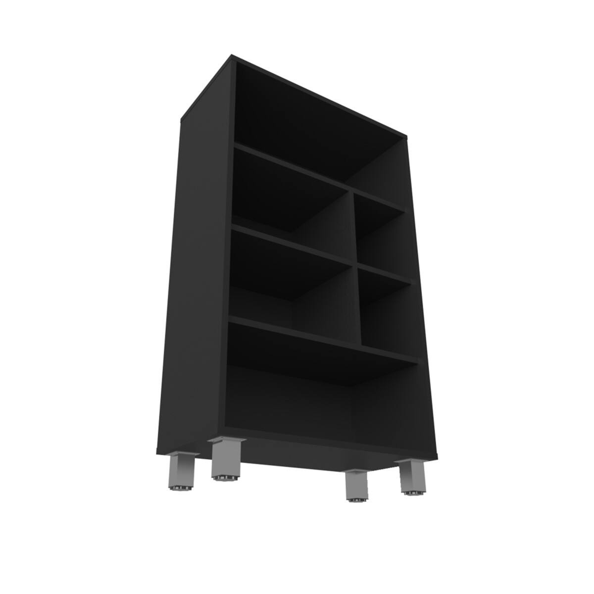 Alt View 2. HTUTWOO - Bookcase in Melamine with Six Shelves - Scratch-Resistant Storage Display Shelf, 40.6" Tall, Bookshelf for Living Space - Black.