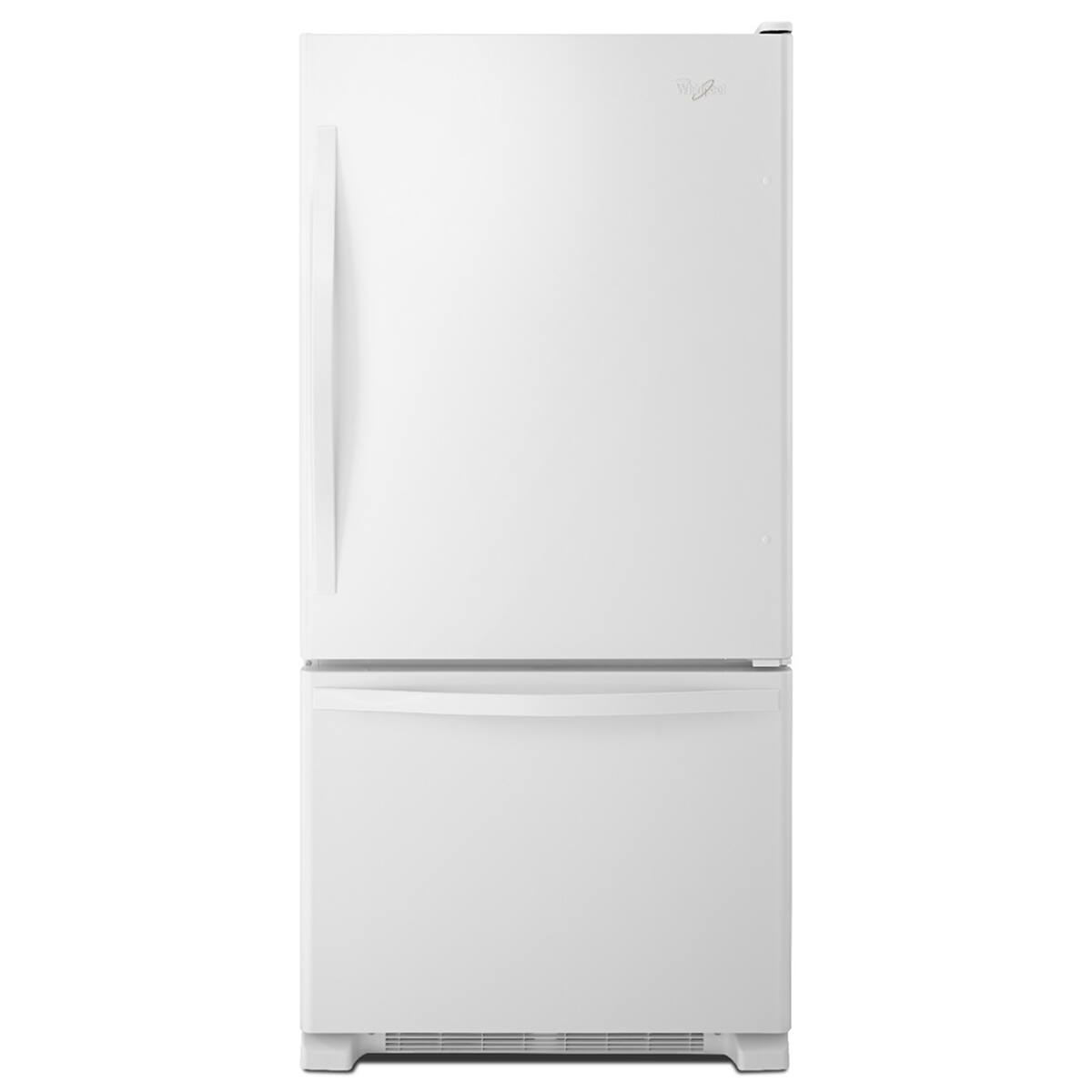 Whirlpool - 33-inches wide Bottom-Freezer Refrigerator with SpillGuard™ Glass Shelves - 22 cu. ft .- White-on-White - White on White