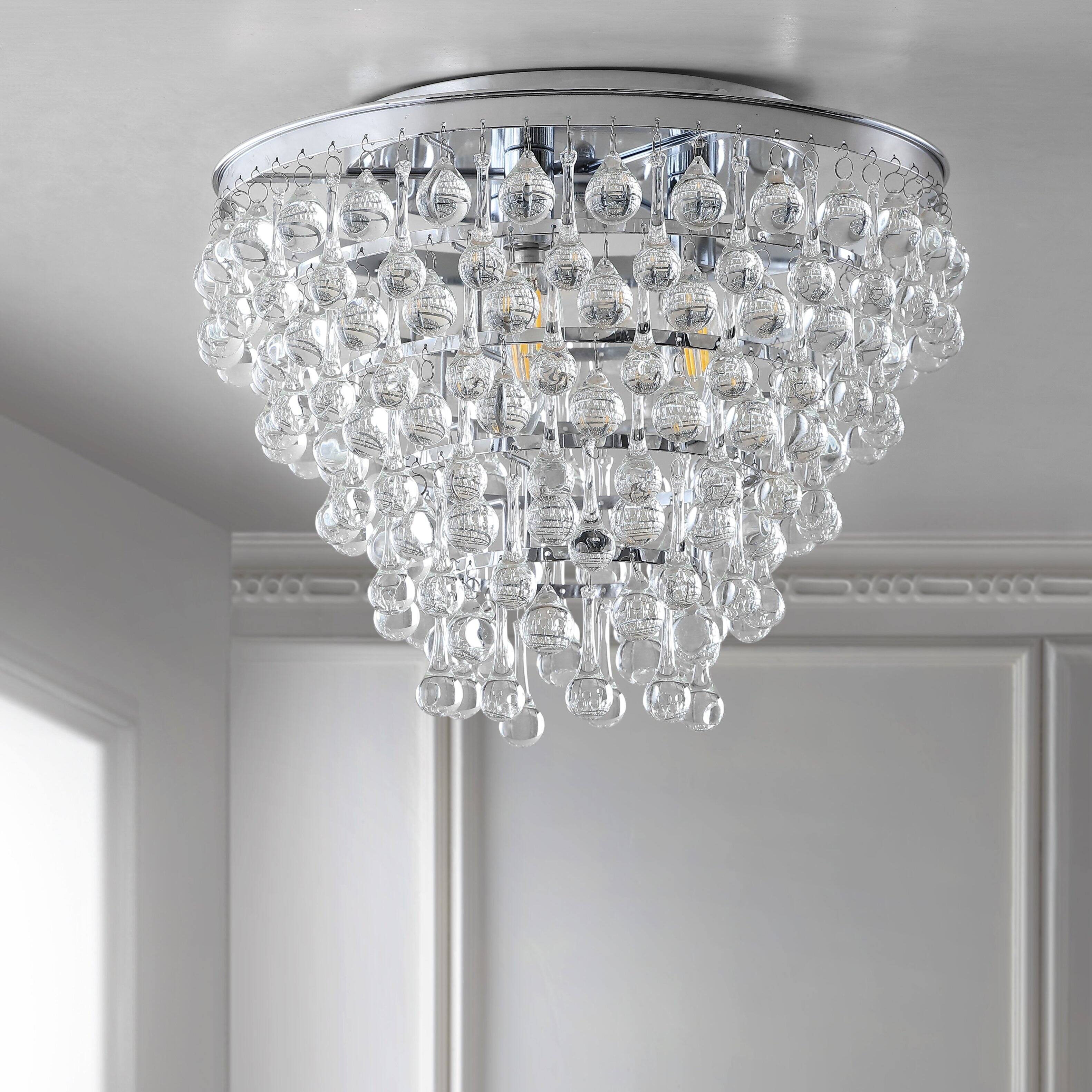 Alt View 5. Jonathan Y - Toronto 16" Metal/Crystal LED Flush Mount, Chrome - Chrome.