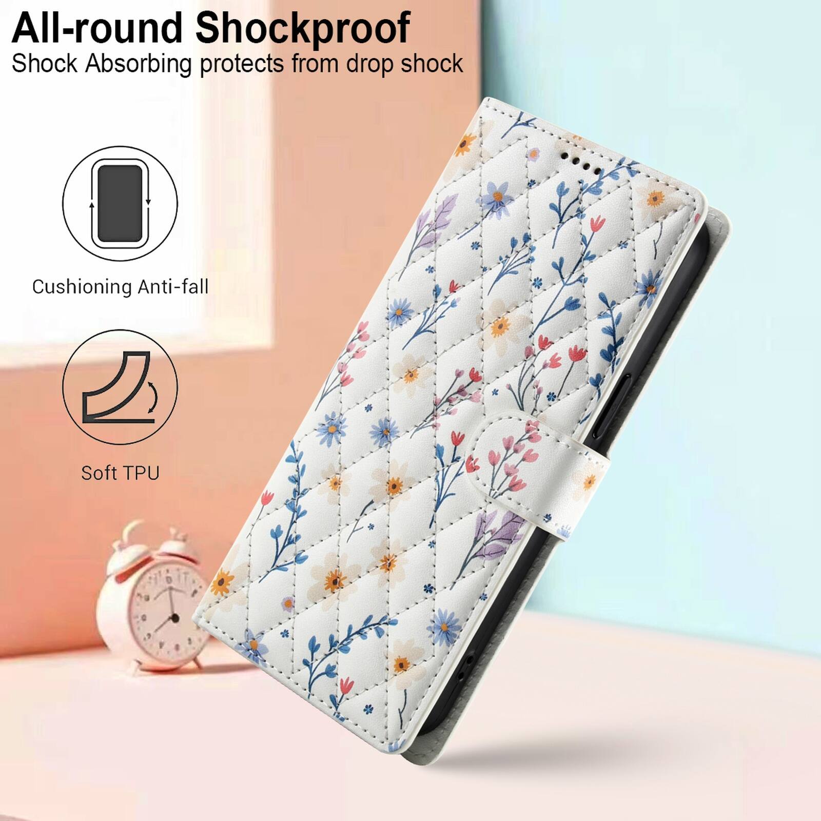 All-round Shockproof  
Shock Absorbing protects from drop shock  
Cushioning Anti-fall  
Soft TPU
