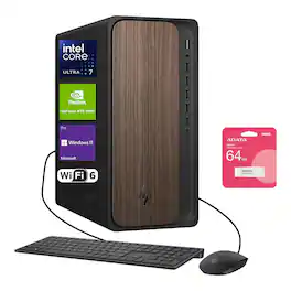HP - OmniDesk Desktop - Intel Core Ultra 7 265 with 64GB DDR5 RAM – 1TB SSD - Wired Keyboard & Mouse - Adata 64GB USB Drive - Black