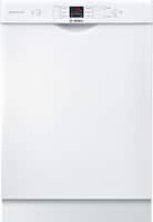 Bosch - 100 Series 24" Front Control Built-In Dishwasher with Stainless Steel Tub - White - Front_Zoom