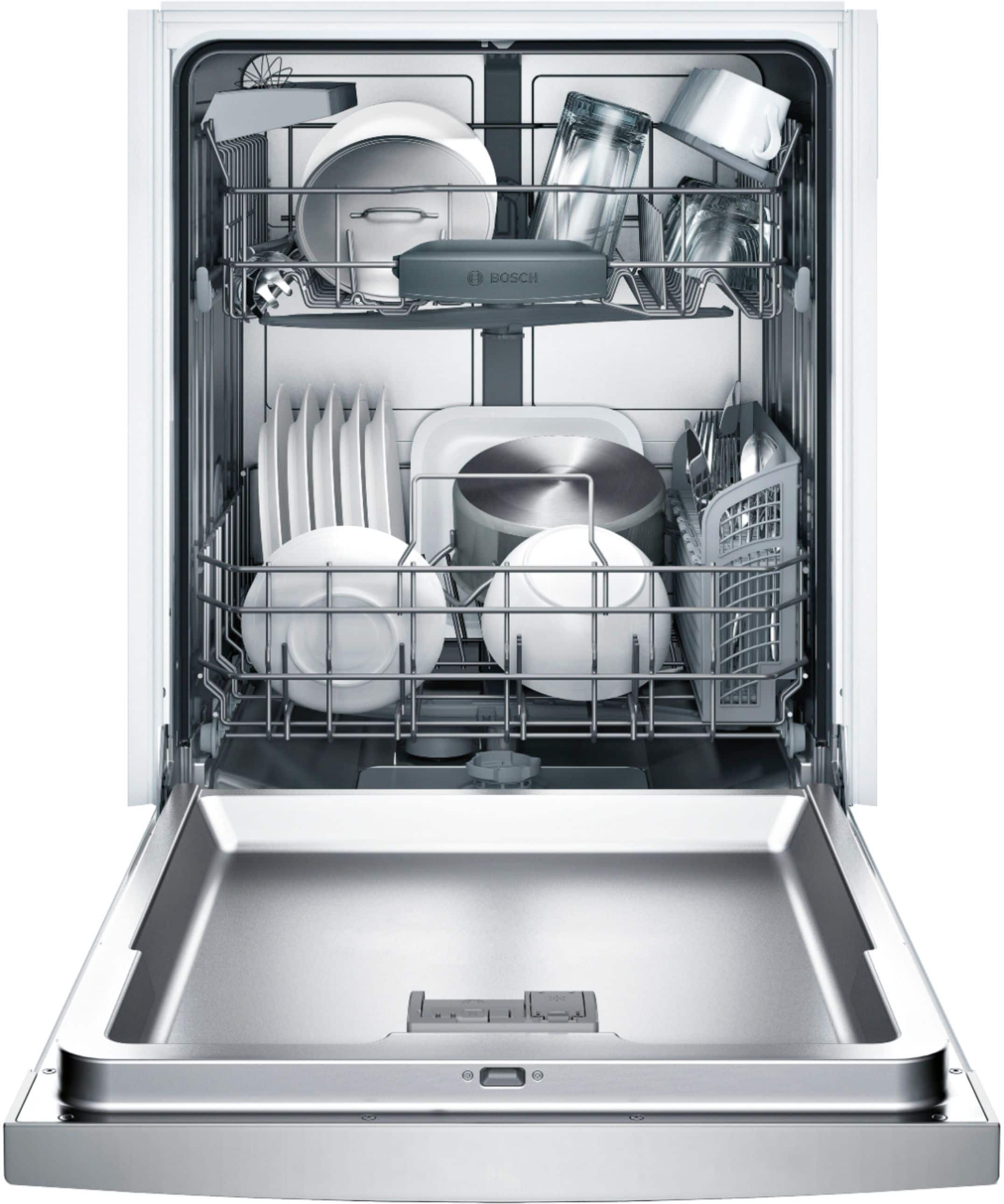 Alt View 11. Bosch - 100 Series 24" Front Control Built-In Hybrid Stainless Steel Tub Dishwasher with PureDry, 50 dBA - Stainless Steel.