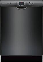 Bosch - 100 Series 24" Front Control Built-In Dishwasher with Stainless Steel Tub - Black - Front_Standard