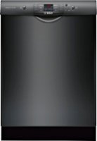 Bosch - 100 Series 24" Front Control Built-In Dishwasher with Stainless Steel Tub - Black - Front_Zoom