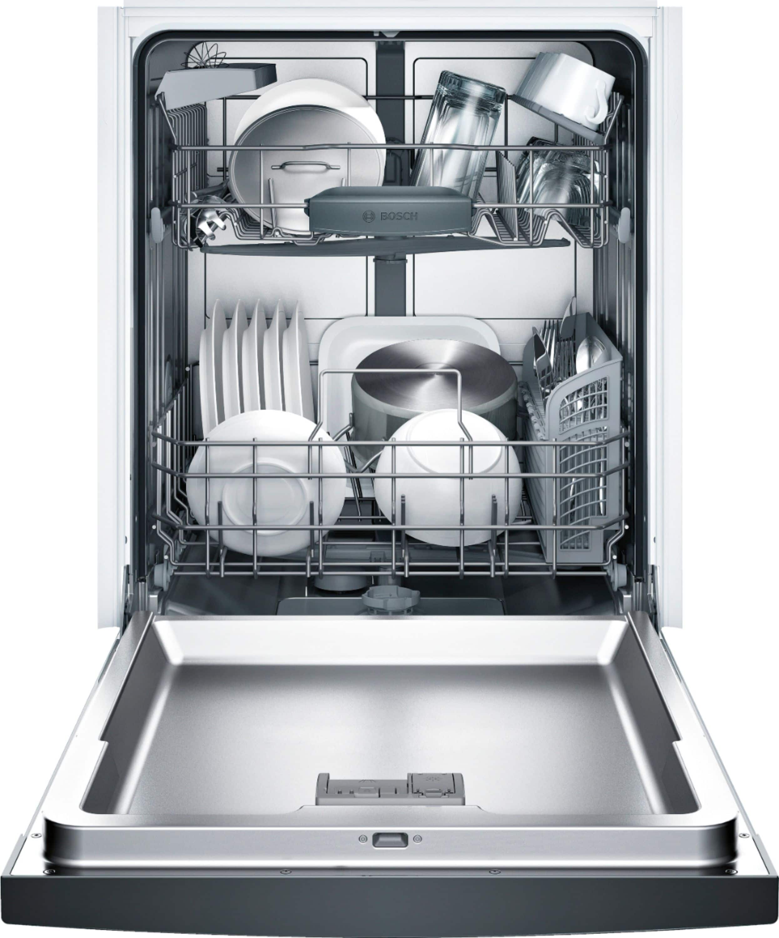 Alt View 11. Bosch - 100 Series 24" Front Control Built-In Dishwasher with Stainless Steel Tub - Black.