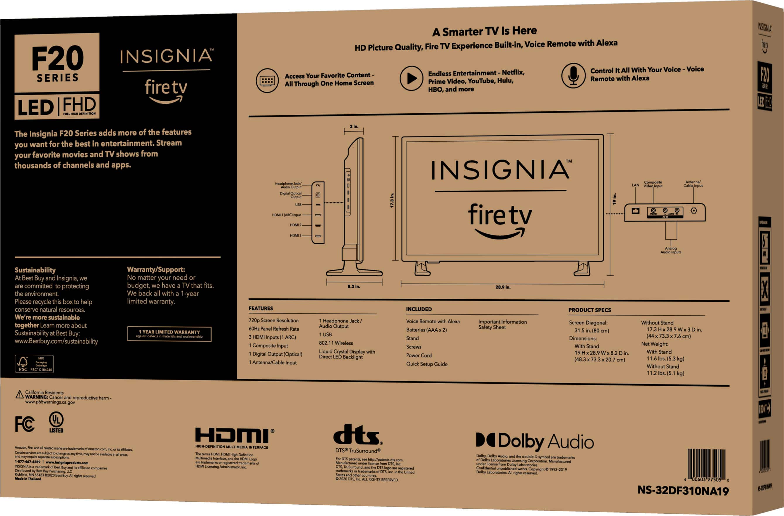 Alt View 13. Insignia™ - 32" Class F20 Series LED HD Smart Fire TV.
