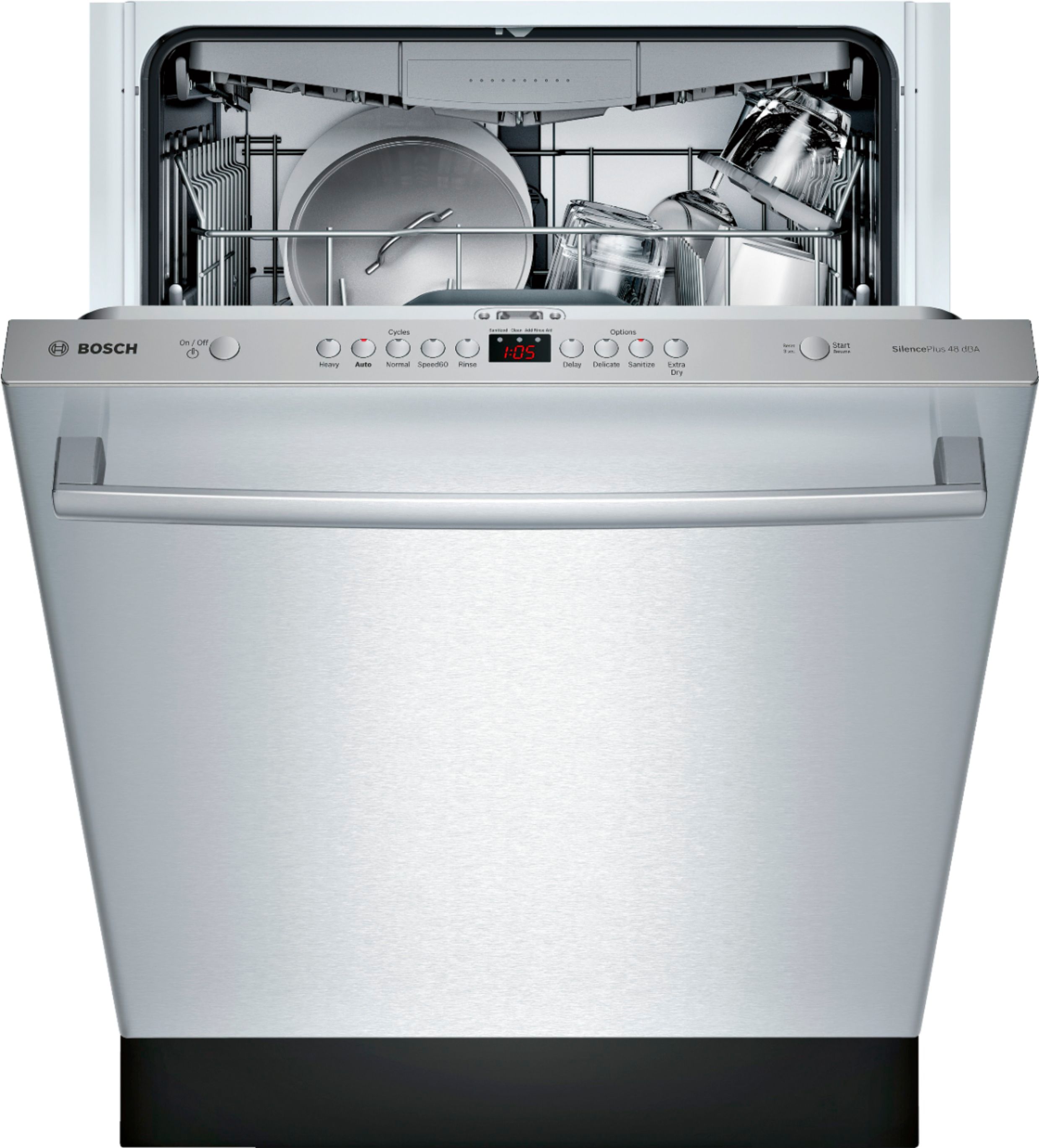 Bosch 100 Series 24" Top Control Built-In Dishwasher with Stainless Steel Stainless steel SHXM4AY55N - Best Buy
