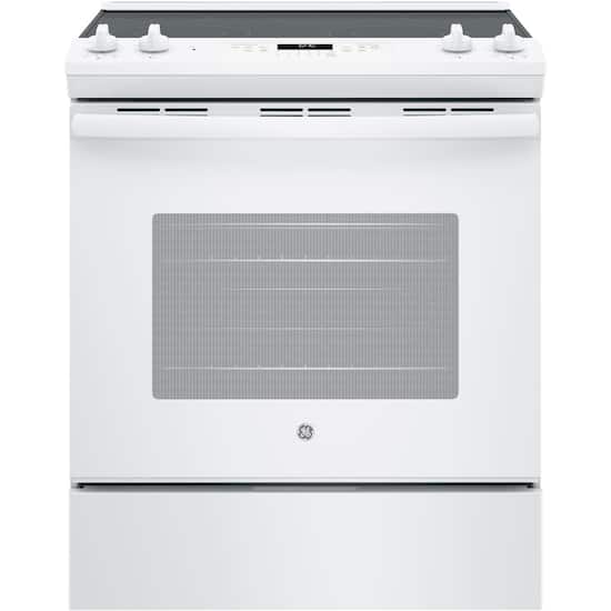 Ge 5 3 Cu Ft Self Cleaning Slide In Electric Range White Js645dlww Best Buy