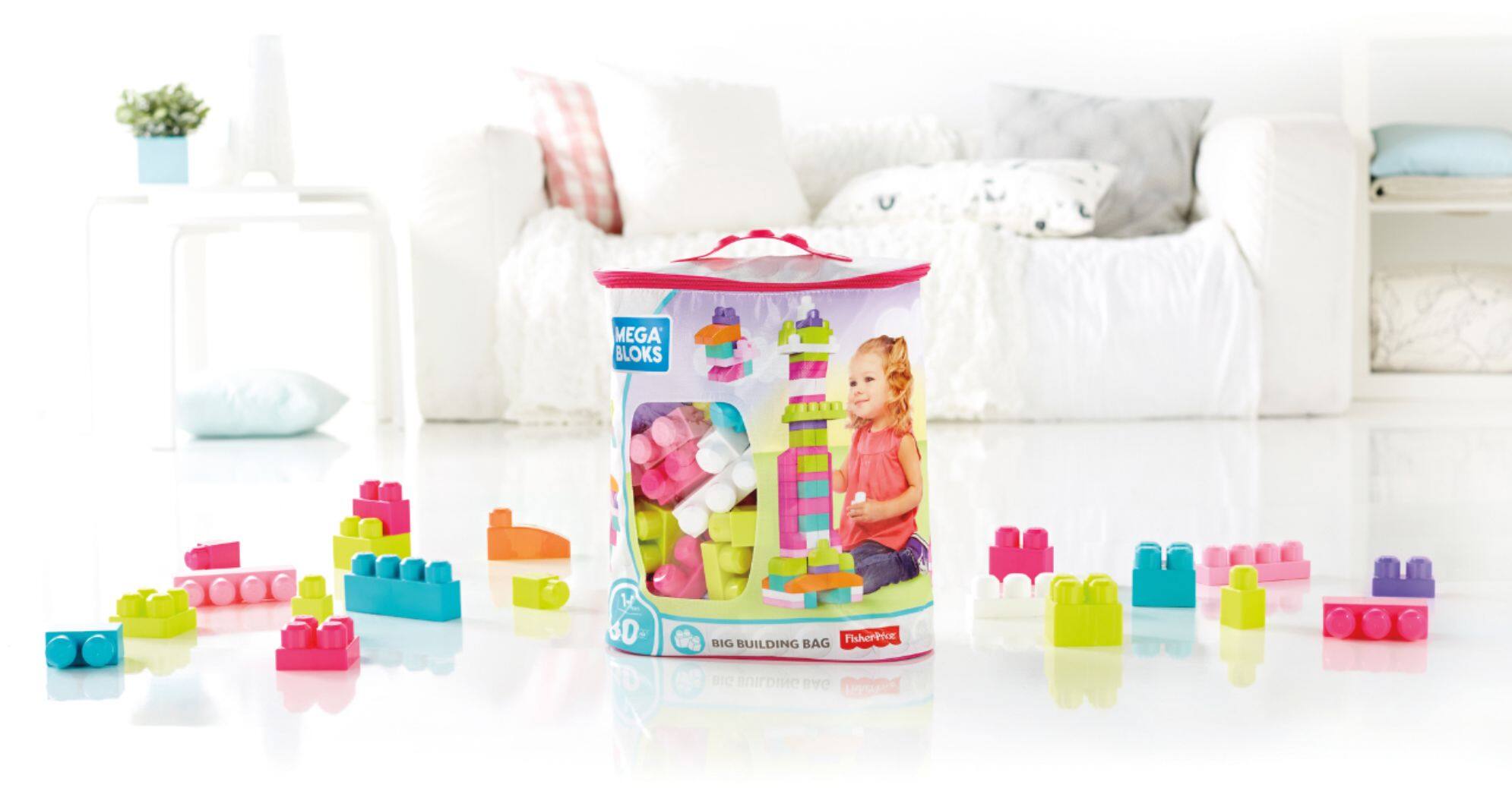 Alt View 13. Mega Bloks - First Builders Big Building Bag Building Set - Purple/Pink.