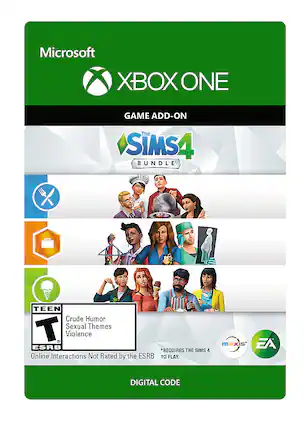Front. Electronic Arts - The Sims 4 Bundle: Get to Work, Dine Out, Cool Kitchen Stuff. - T (Teen 13+)