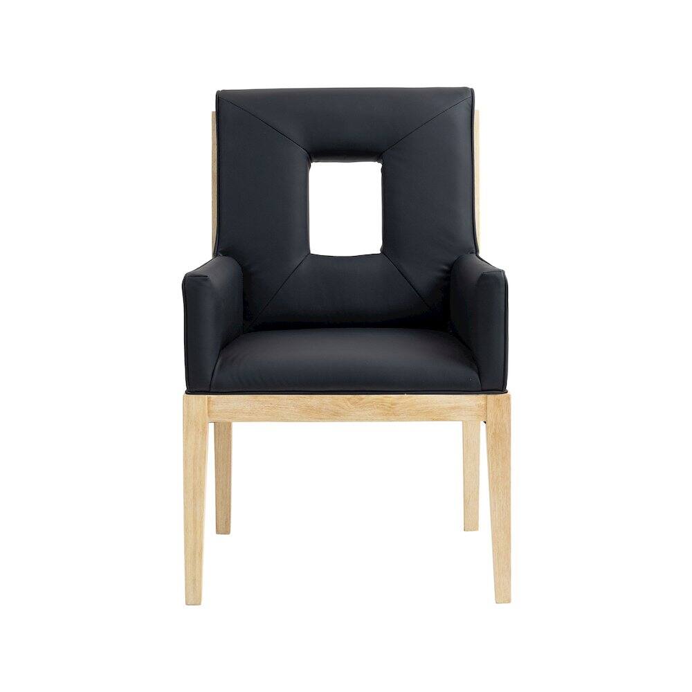 Alt View 2. Meridian Furniture - Gwendolyn Black Vegan Leather Dining Arm Chair - Black.