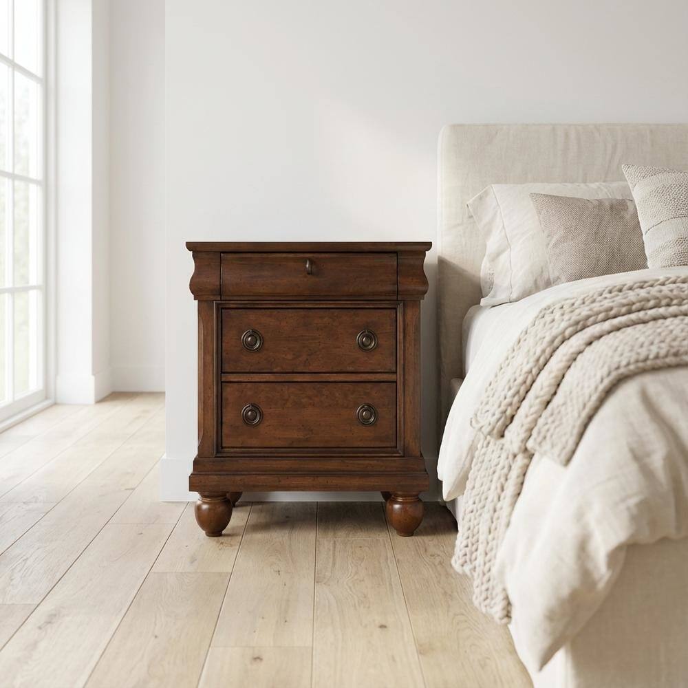 Alt View 1. Starlight Canyon Home - Rustic Cherry Nightstand with Traditional Style and Ample Storage - Rustic Cherry.
