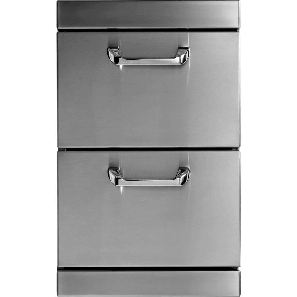 Front. Lynx - Two Full Standard Drawers with 5" Offset Handles - Stainless Steel.