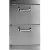 Front. Lynx - Two Full Standard Drawers with 5" Offset Handles - Stainless Steel.