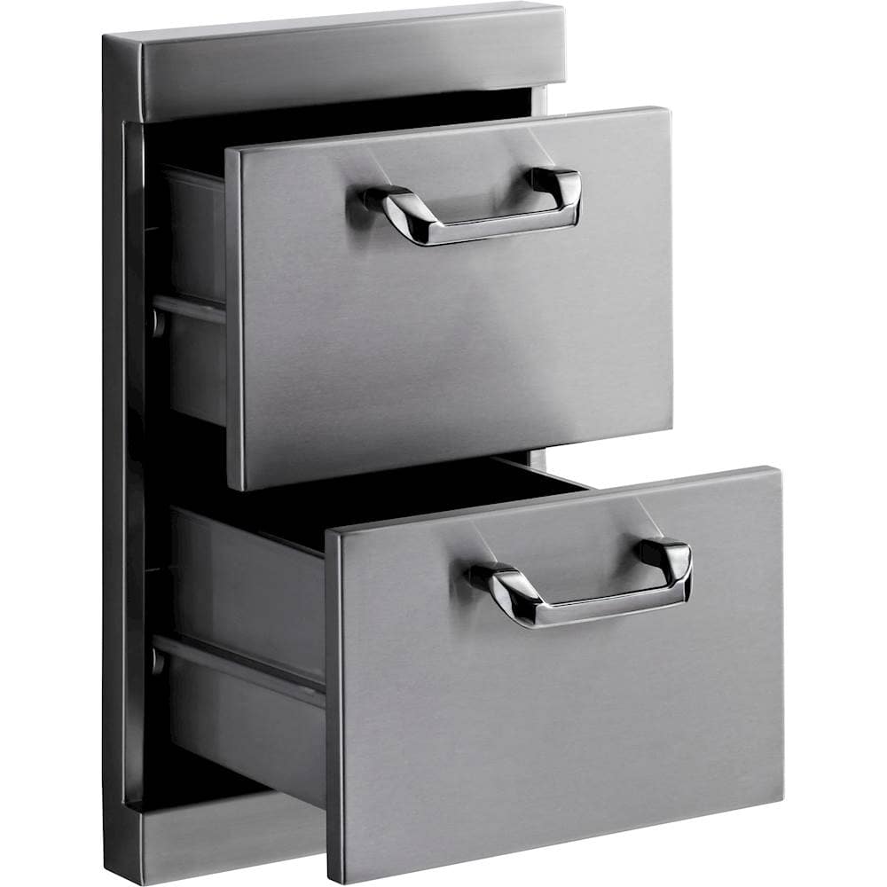 Alt View 11. Lynx - Two Full Standard Drawers with 5" Offset Handles - Stainless Steel.