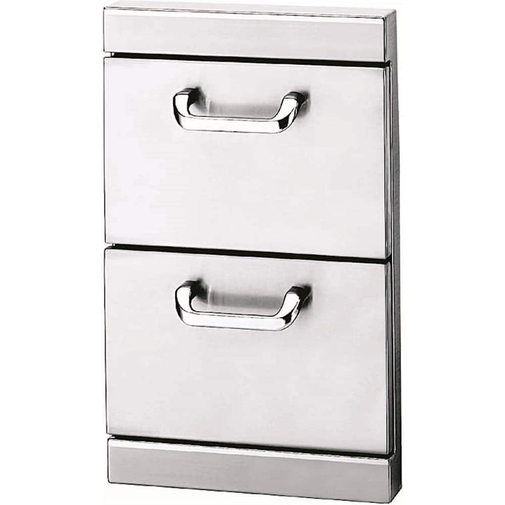 Left. Lynx - Two Full Standard Drawers with 5" Offset Handles - Stainless Steel.