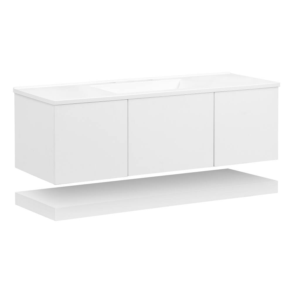 Alt View 7. Loheer - Loheer 48 Inch Wall Mounted Bathroom Vanity White Floating Vanity with Sink and 3 Drawers - White.