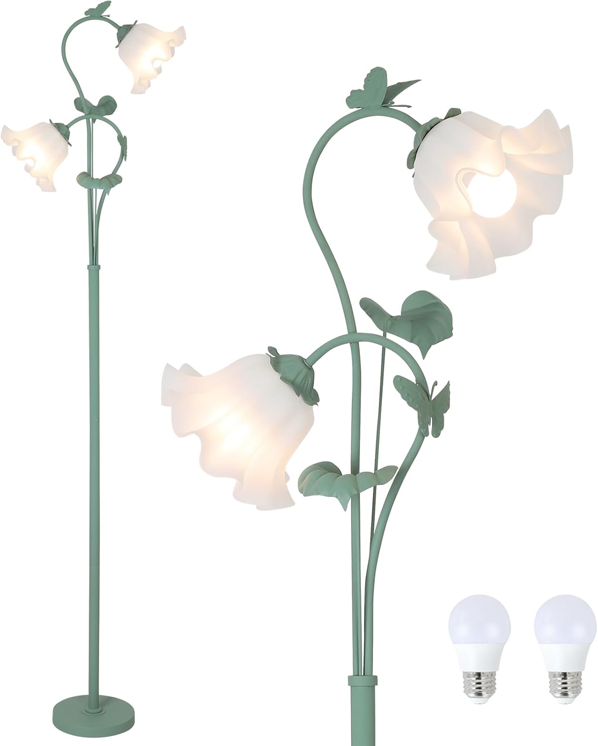 Alt View 3. Akoasm - Vintage Flower Floor Lamp Standing Lamp with 2 LED 5W Blubs, Foot Switch for Living Room Bedroom Office.