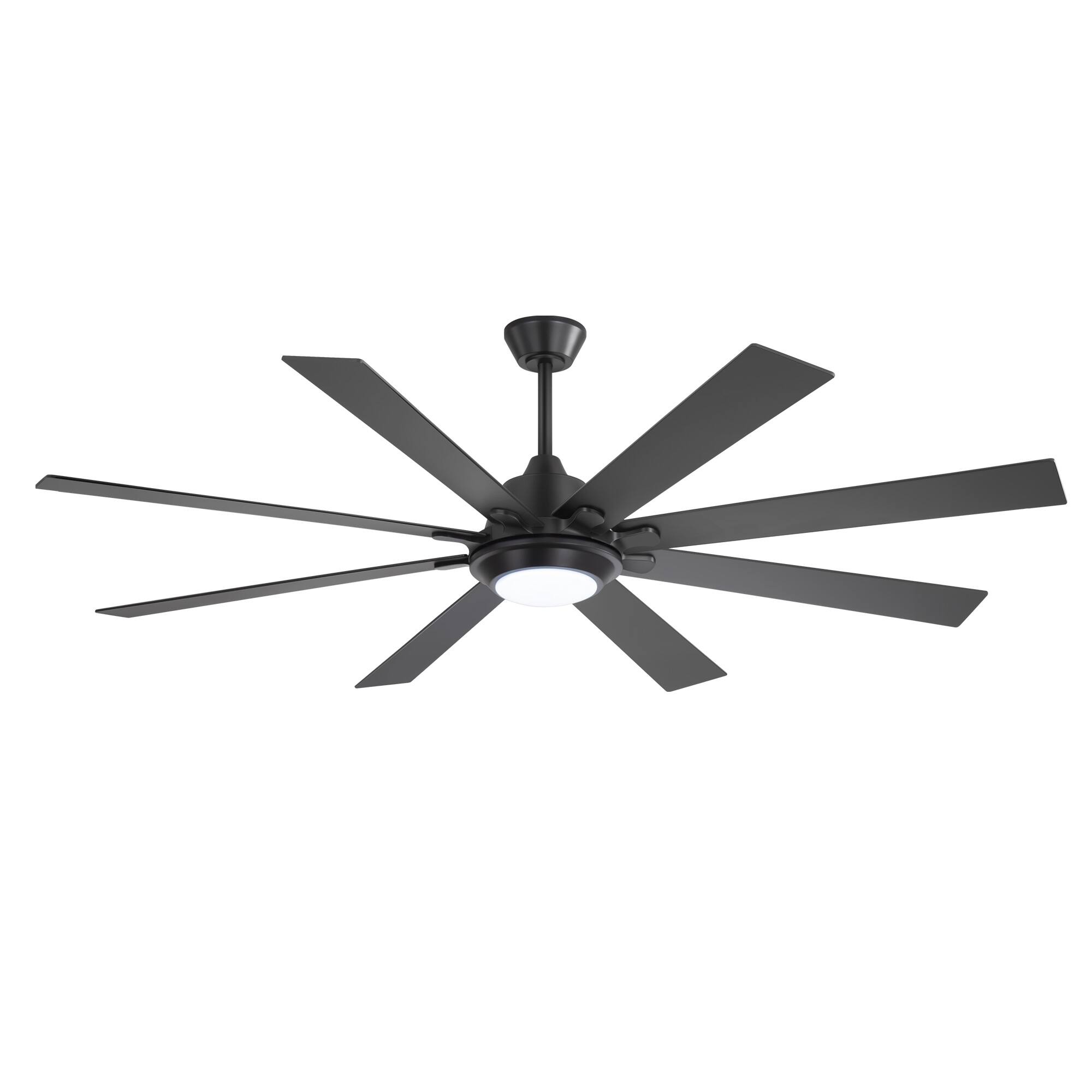 Angle. Breezary - 65-Inch Ceiling Fan with 8 Plywood Blades, DC Motor, 6-Speed Remote Control, 3 Color Light, Timer & Memory - Matte Black.