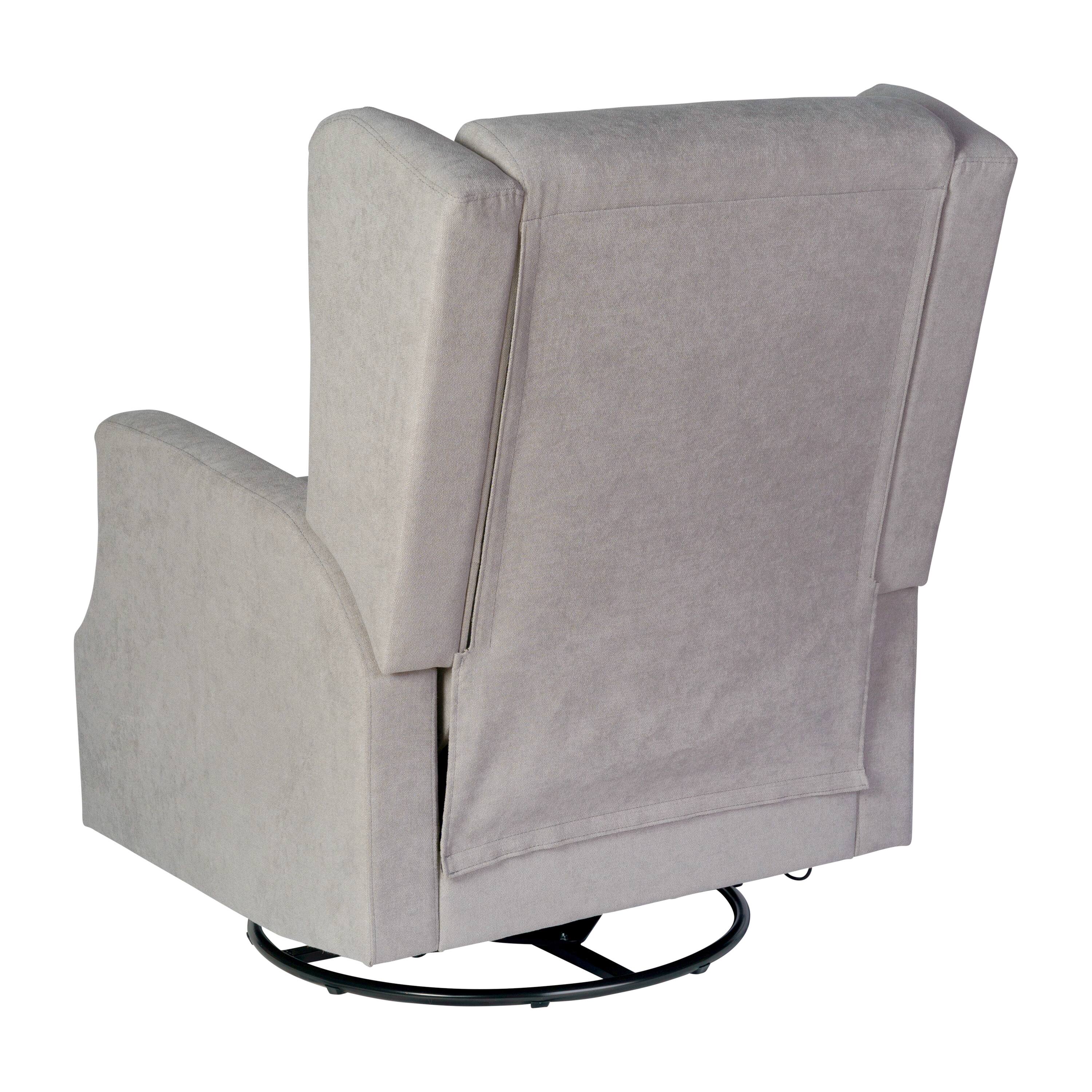 Alt View 7. Emma + Oliver - Wingback Manual Rocking Glider Recliner Chair with 360° Swivel - Light Gray.