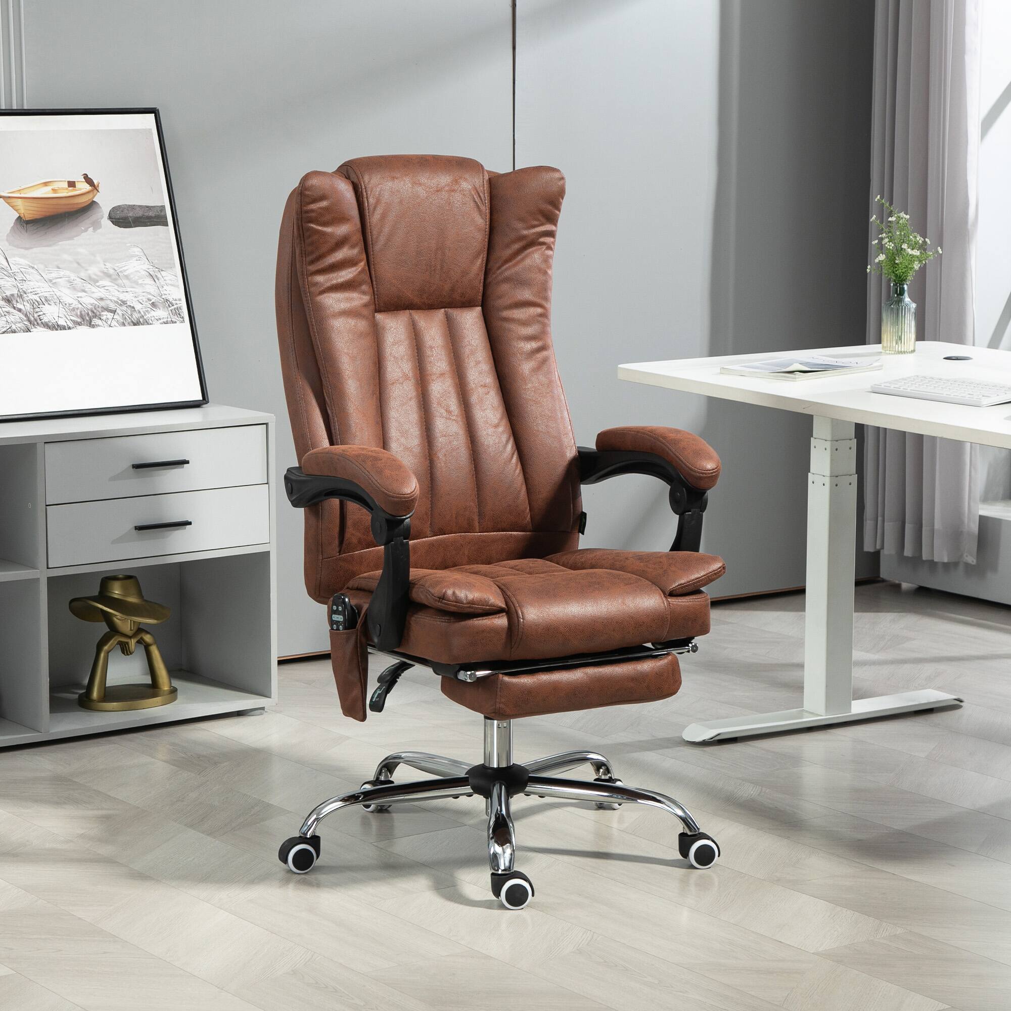 Alt View 1. Vinsetto - 6 Point Vibration Massage Office Chair, High Back Computer Chair with Heat, Adjustable Height - Brown.