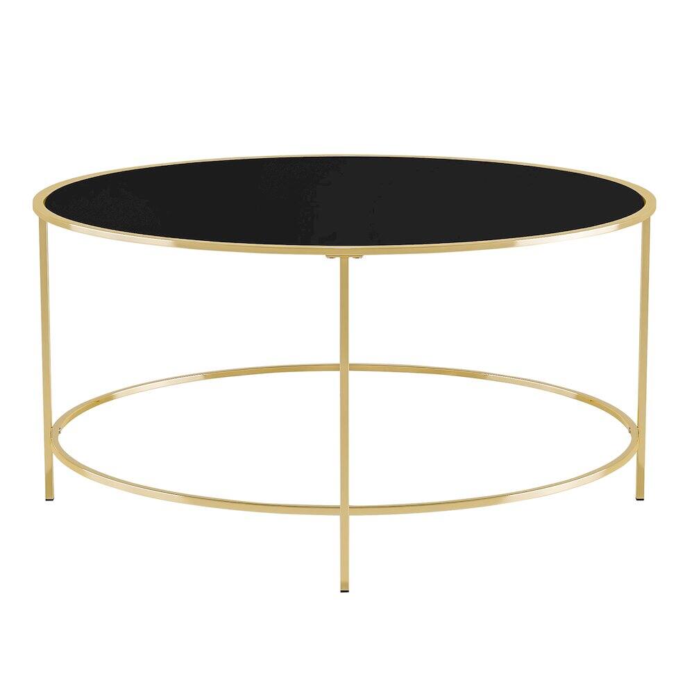 Alt View 2. Furniture of America - Rockbel Contemporary Glass Top Round Coffee Table - Gold.