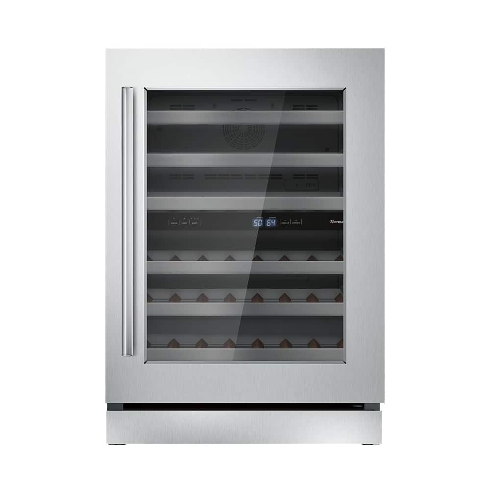 Front. Thermador - 41-Bottle Built-In Dual Zone Wine Cooler - Stainless steel.