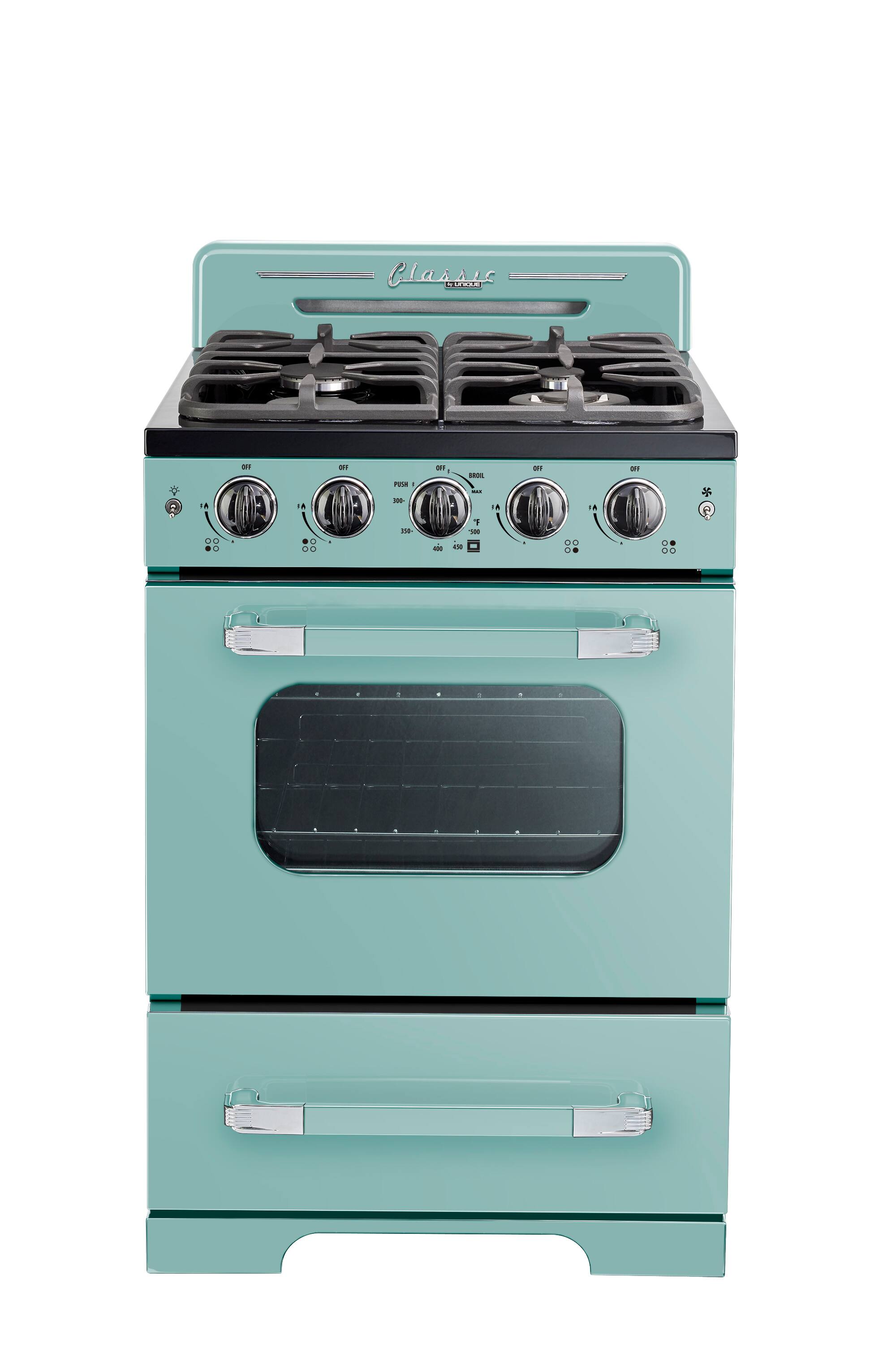 Unique Appliances - Classic Retro 2.9 Cu. Ft. Freestanding Gas Convection Range - Ocean Mist Turquoise