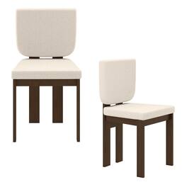 Costway - Wooden Dining Chair Set of 2 with Rubber Wood Leg Padded Wide Seat & Back for Home - Brown