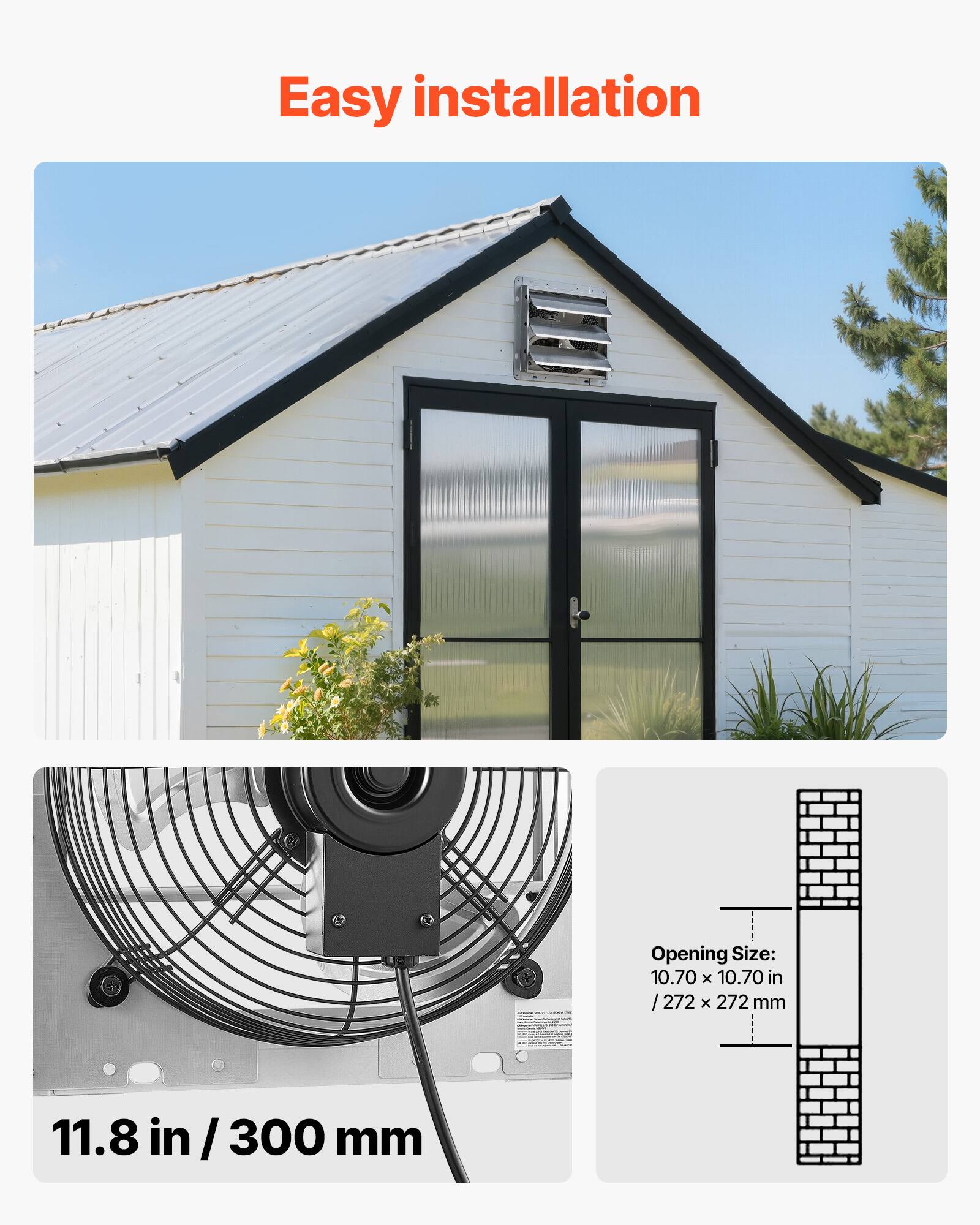 Easy installation

Opening Size: 10.70 x 10.70 in / 272 x 272 mm

11.8 in / 300 mm