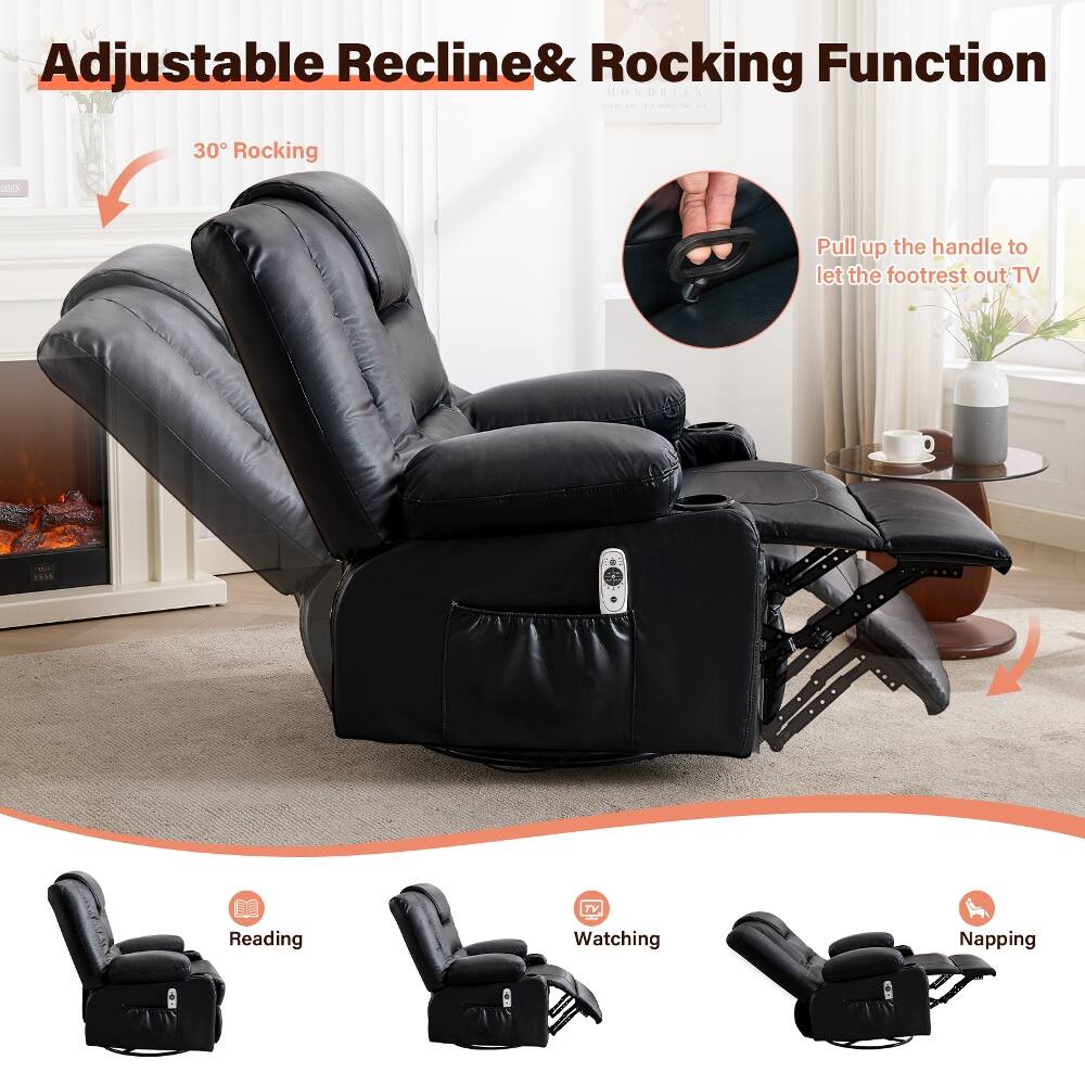Adjustable Recline & Rocking Function

30° Rocking

Pull up the handle to let the footrest out

TV

Reading

Watching

Napping