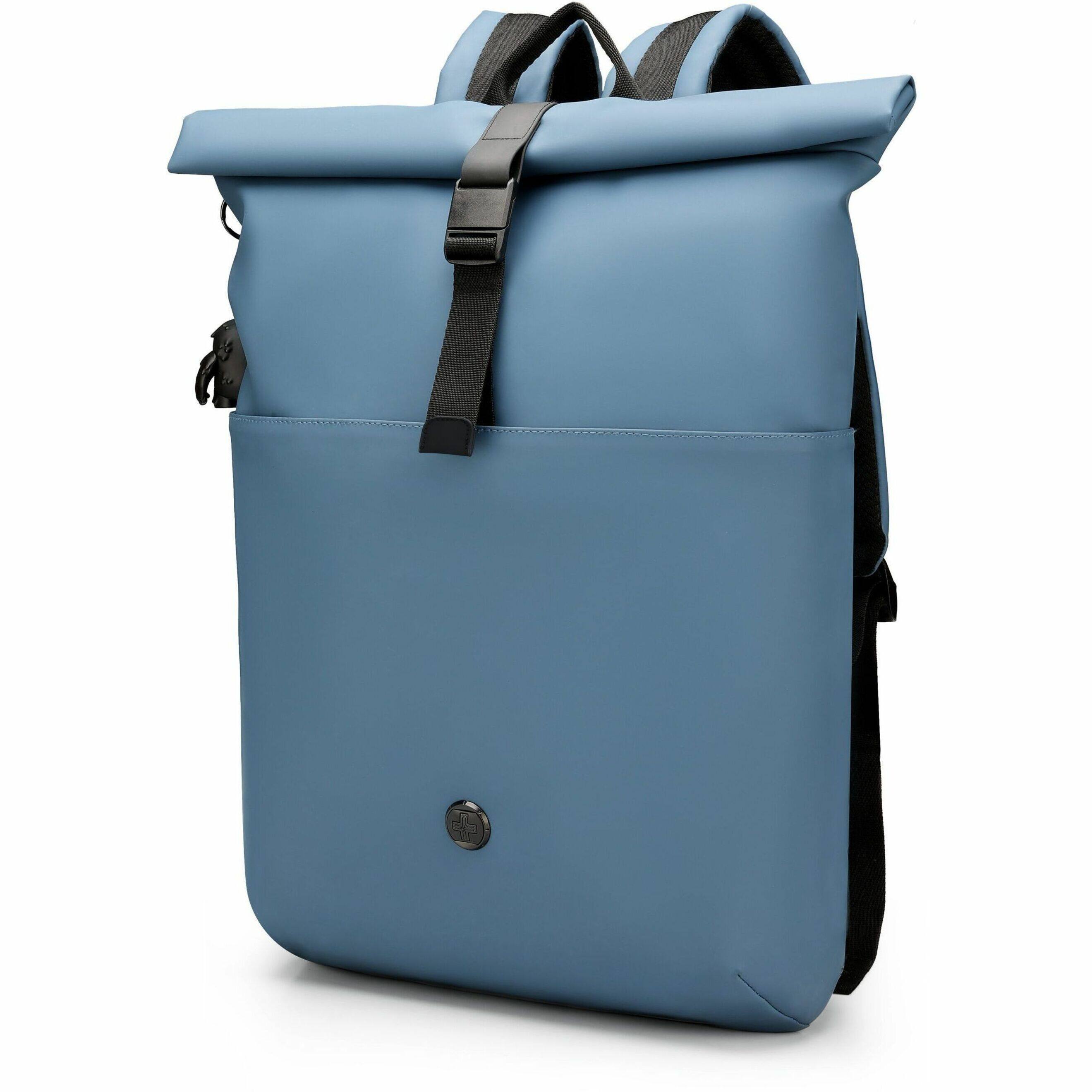 Alt View 16. Swissdigital Design - LAMONE Rolltop TSA-Friendly Water-Resistant Backpack With USB Charging Port  RFID Protection and Fits Up to 16″ Laptop - Dark Blue.