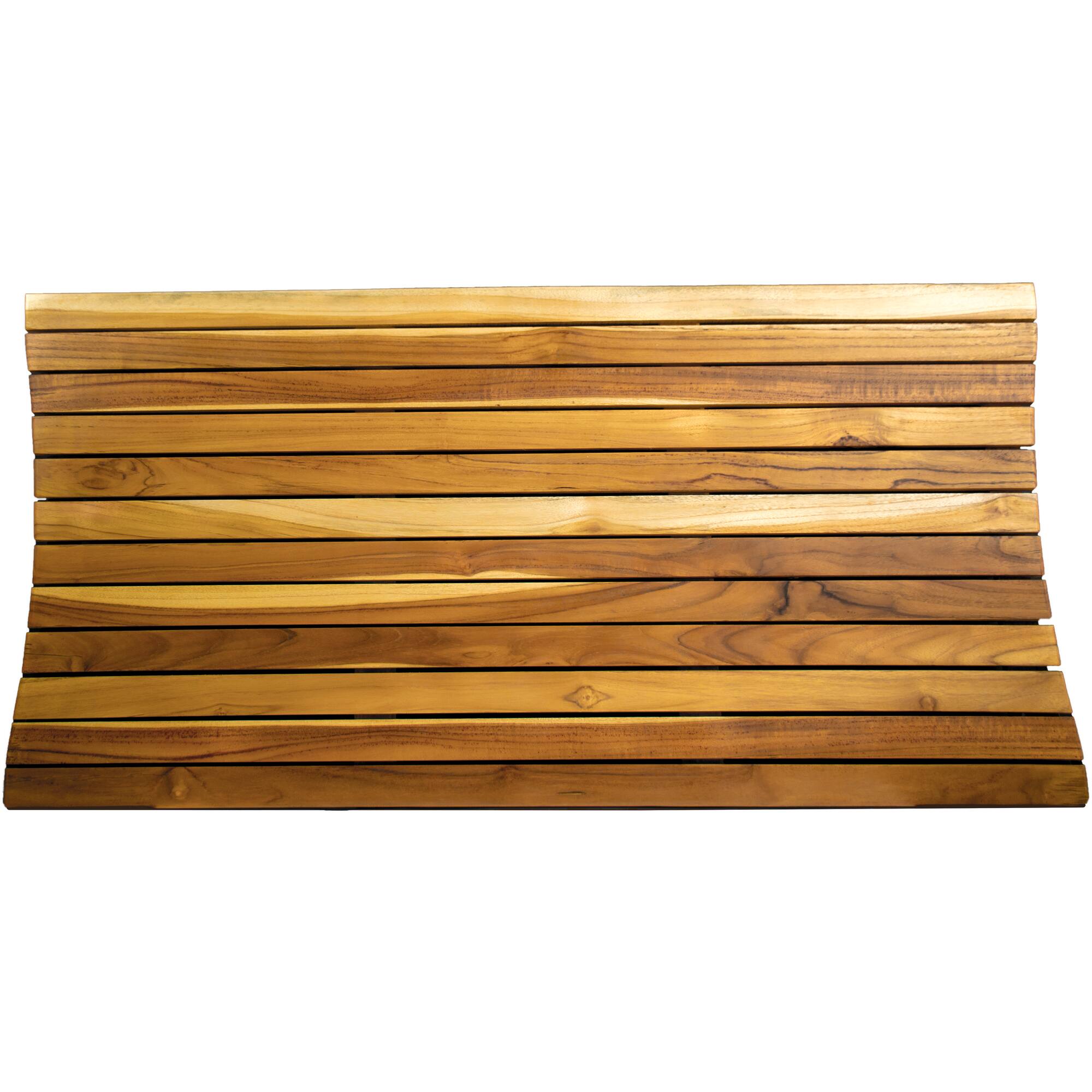 Front. EcoDecors - EcoDecors® Eleganto® 40" x 20" Slatted Solid Teak Bath Floor Mat in EarthyTeak Finish - EarthyTeak.