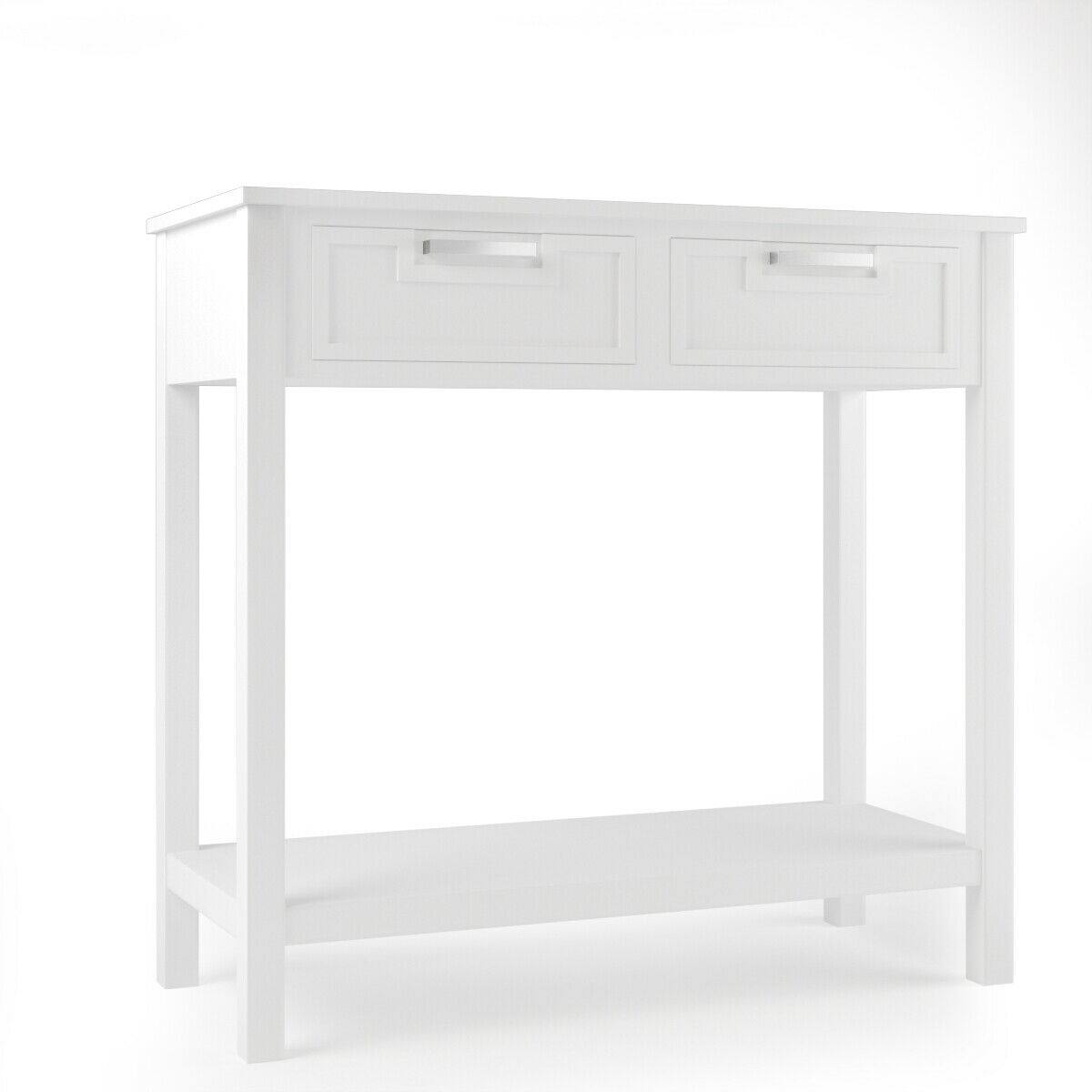 Alt View 6. Costway - Costway Accent Console Table Entryway Sofa Foyer Table Storage Shelf W/2 Drawers - White.