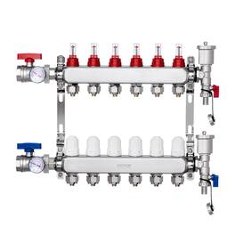 VEVOR - 6-Branch Radiant Heat Manifold, 1/2" PEX Tubing Manifold,Stainless Steel PEX Manifold for Hydronic Radiant Floor Heating - Silver