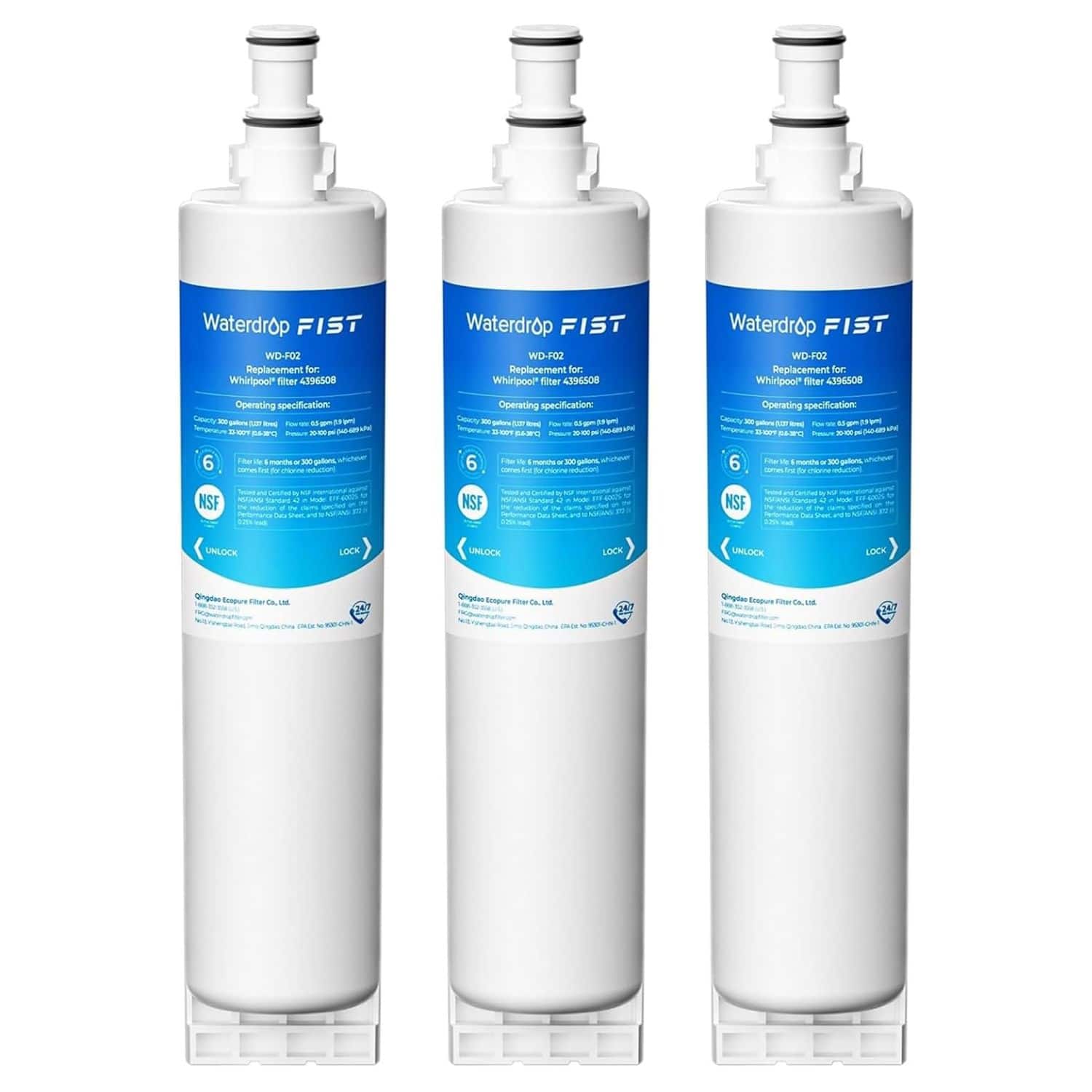 Waterdrop - 4396508-3 Replacement for Everydrop® Filter 5, EDR5RXD1, Whirlpool® WF-NLC240V, 4396510
