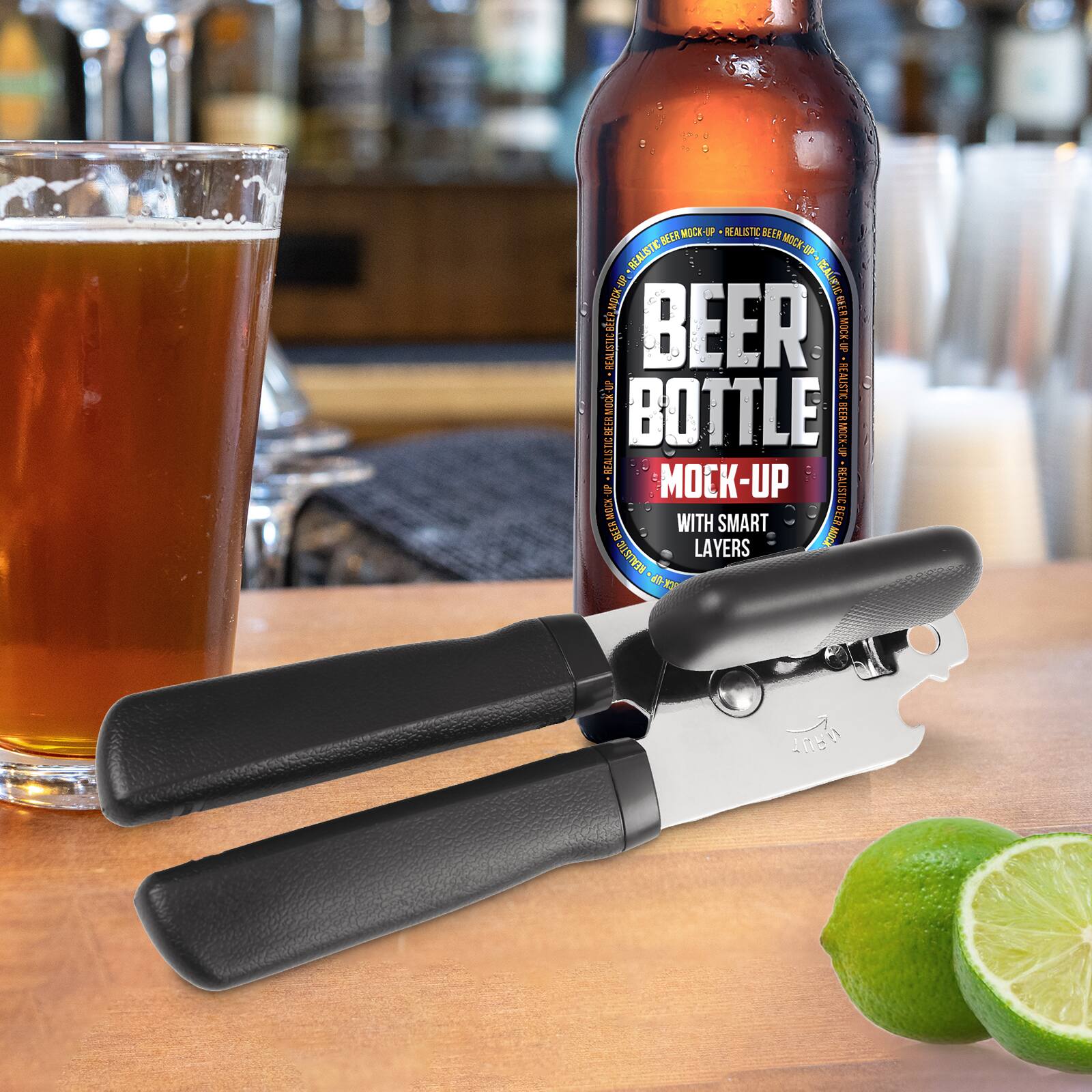 BEER BOTTLE MOCK-UP - REALISTIC BEER MOCK-UP WITH SMART LAYERS