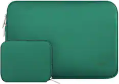 Front. mosiso - 13-13.3 inch Laptop Sleeve Bag for MacBook Air Pro 13 14 HP Dell ASUS Lenovo, Neoprene Computer Sleeve with Small Case - Peacock Green.