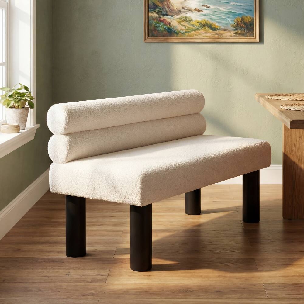 Ropilly Upholstered Dining Bench with Backrest, Fabric End of Bed ...