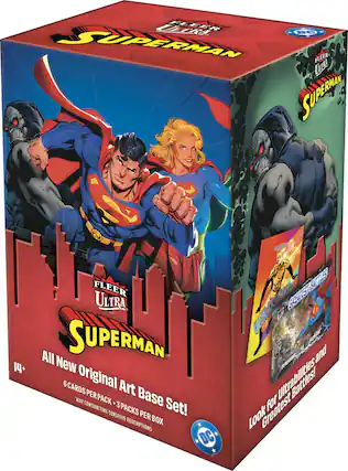 FLEER ULTRA SUPERMAN
All New Original Art Base Set!
6 CARDS PER PACK - 3 PACKS PER BOX
* MAY CONTAIN TIME-SENSITIVE REDEMPTIONS
14+
Look for Ultrabilities and Greatest Battles!
DC
