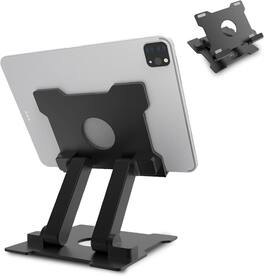 FINEAK - Aluminum Drawing Tablet Stand - Adjustable Eye-Level Holder for iPad Pro, Surface Pro & 15" Devices - Black