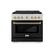 Front. ZLINE - ZLINE Autograph 36 in. Paramount Gas Range with 6 DuoPro Burners w/ Black Door & Bronze Accents (PSGRZ-BLM-36-CB) - Stainless Steel with Black Matte Door.