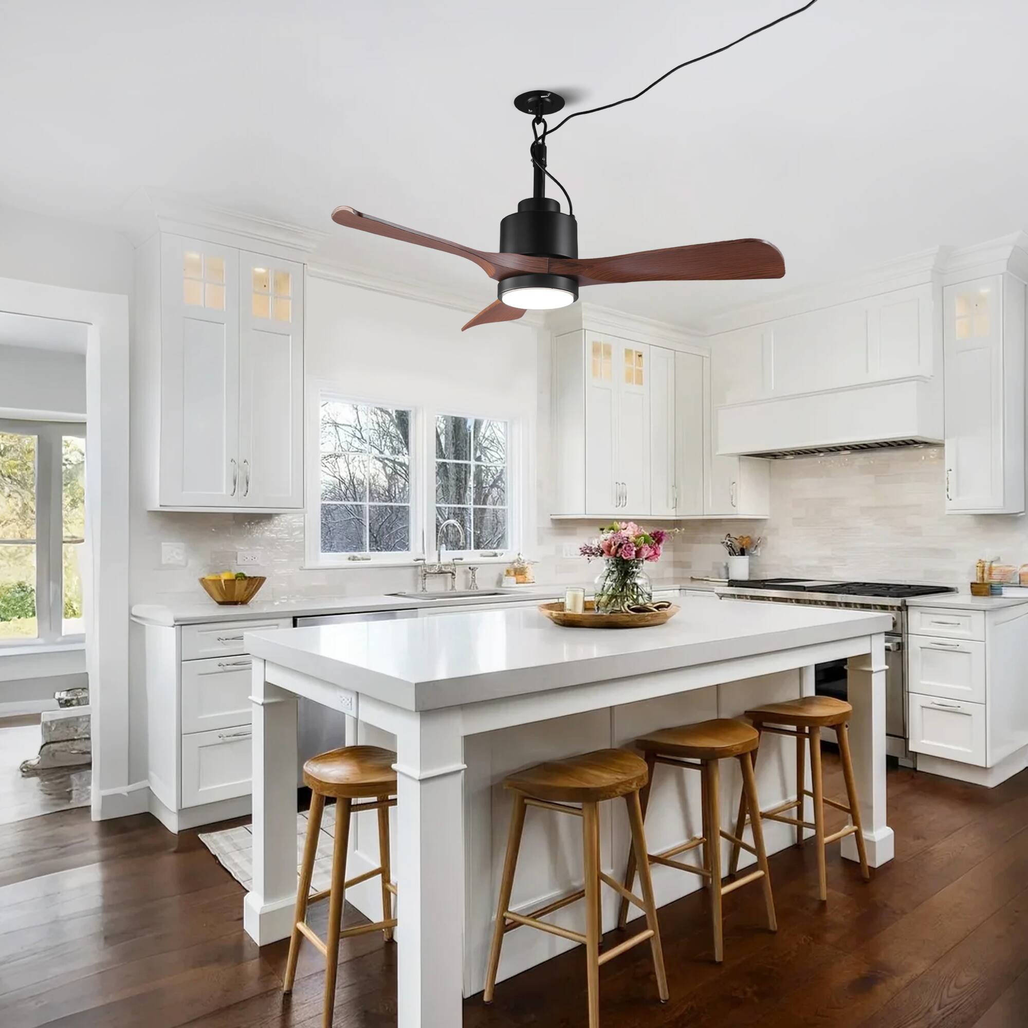 Alt View 4. Vaczon - 42 In. Traditional Waterproof Wet-Rated Outdoor Ceiling Fan with Light, Remote and App Control - Brown.