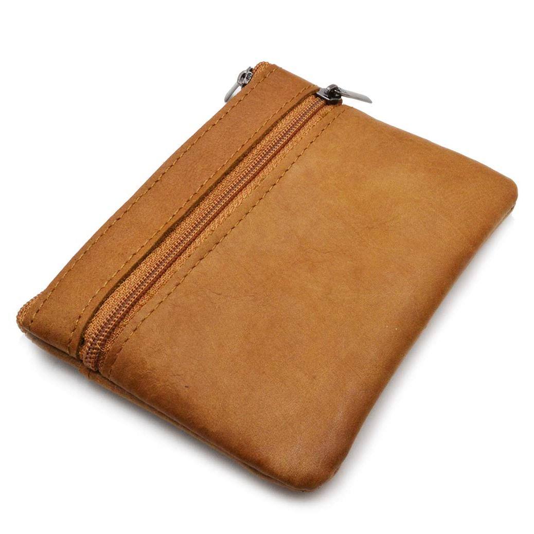 Alt View 3. Jadie Link - Women Genuine Leather Pouch Zip Mini Purse Wallet Key Chain Zipper Material High quality genuine leatherZipper Key ring - darkbrown.