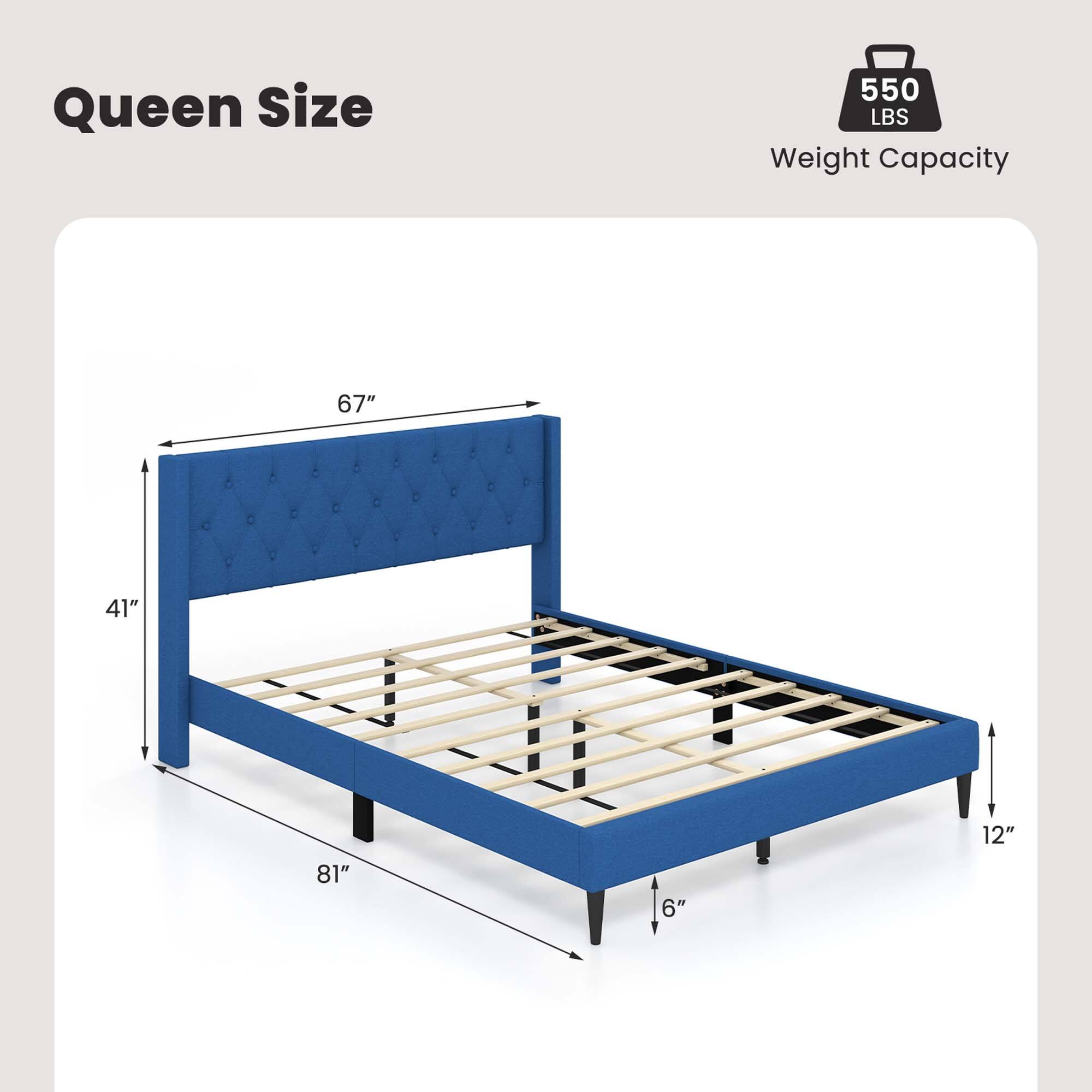 Queen Size  
550 LBS Weight Capacity  
67" x 41" x 12" x 81" x 6"