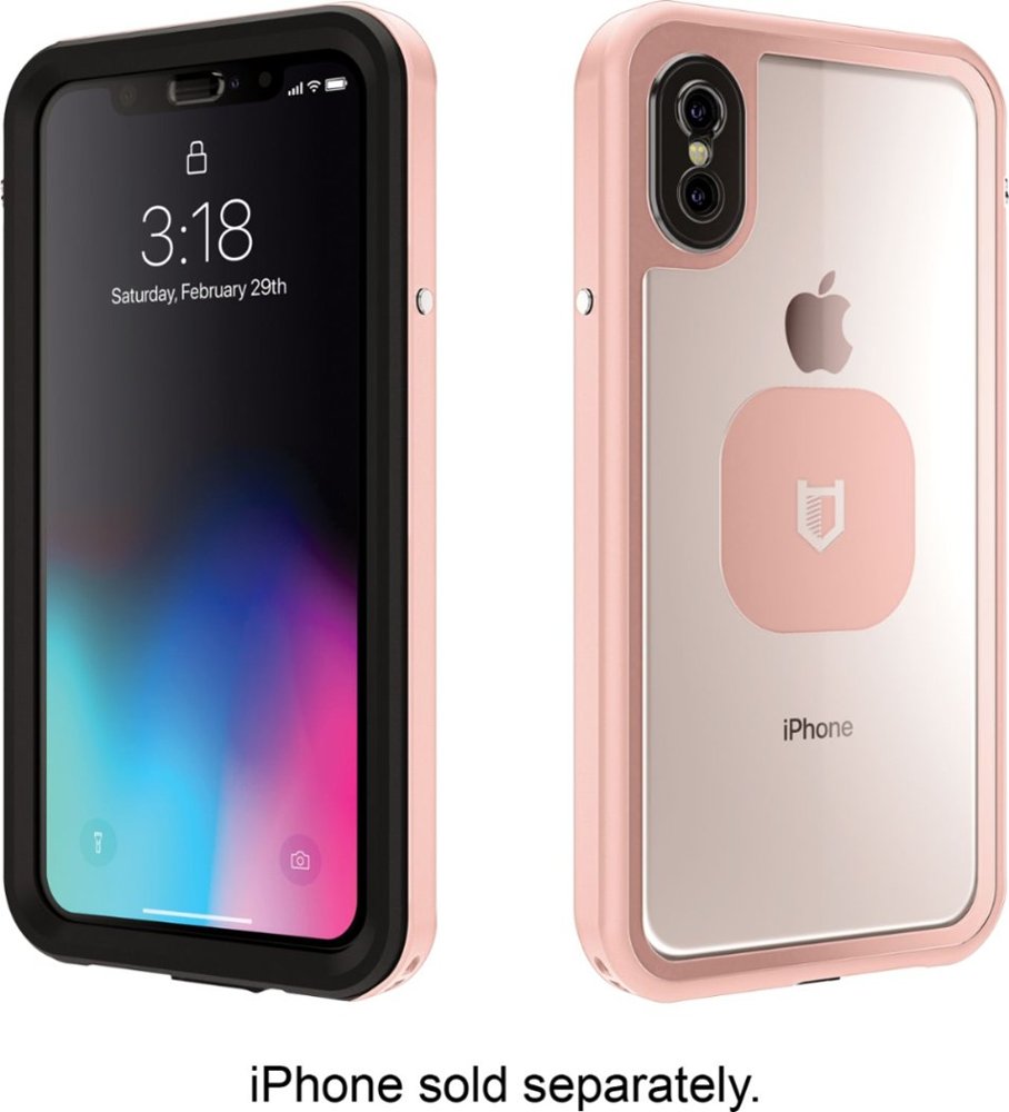 shield link protective water-resistant case for apple iphone x and xs - rose gold
