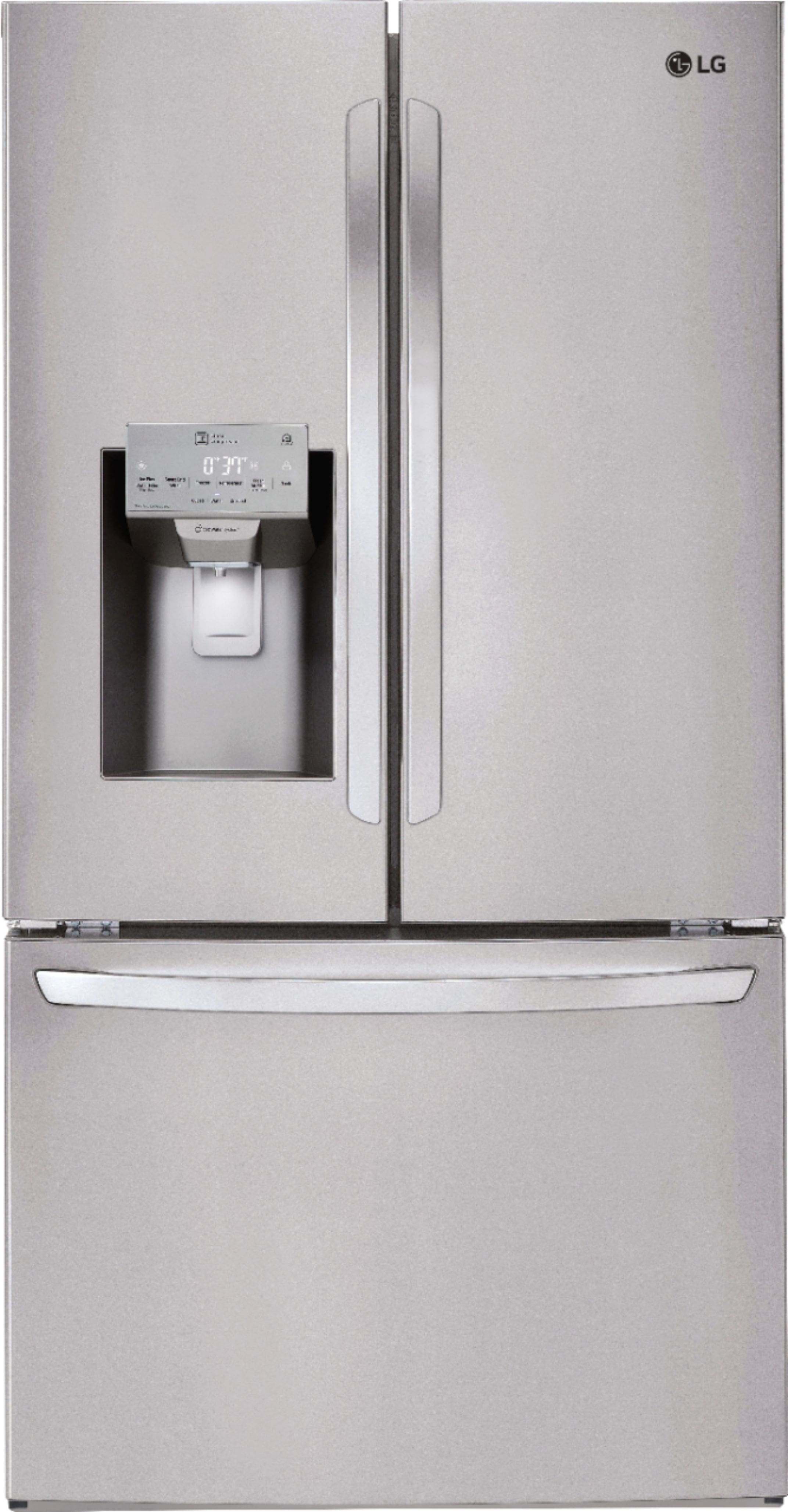 Front. LG - 26.2 Cu. Ft. French Door Smart Refrigerator with Dual Ice Maker - Stainless Steel.