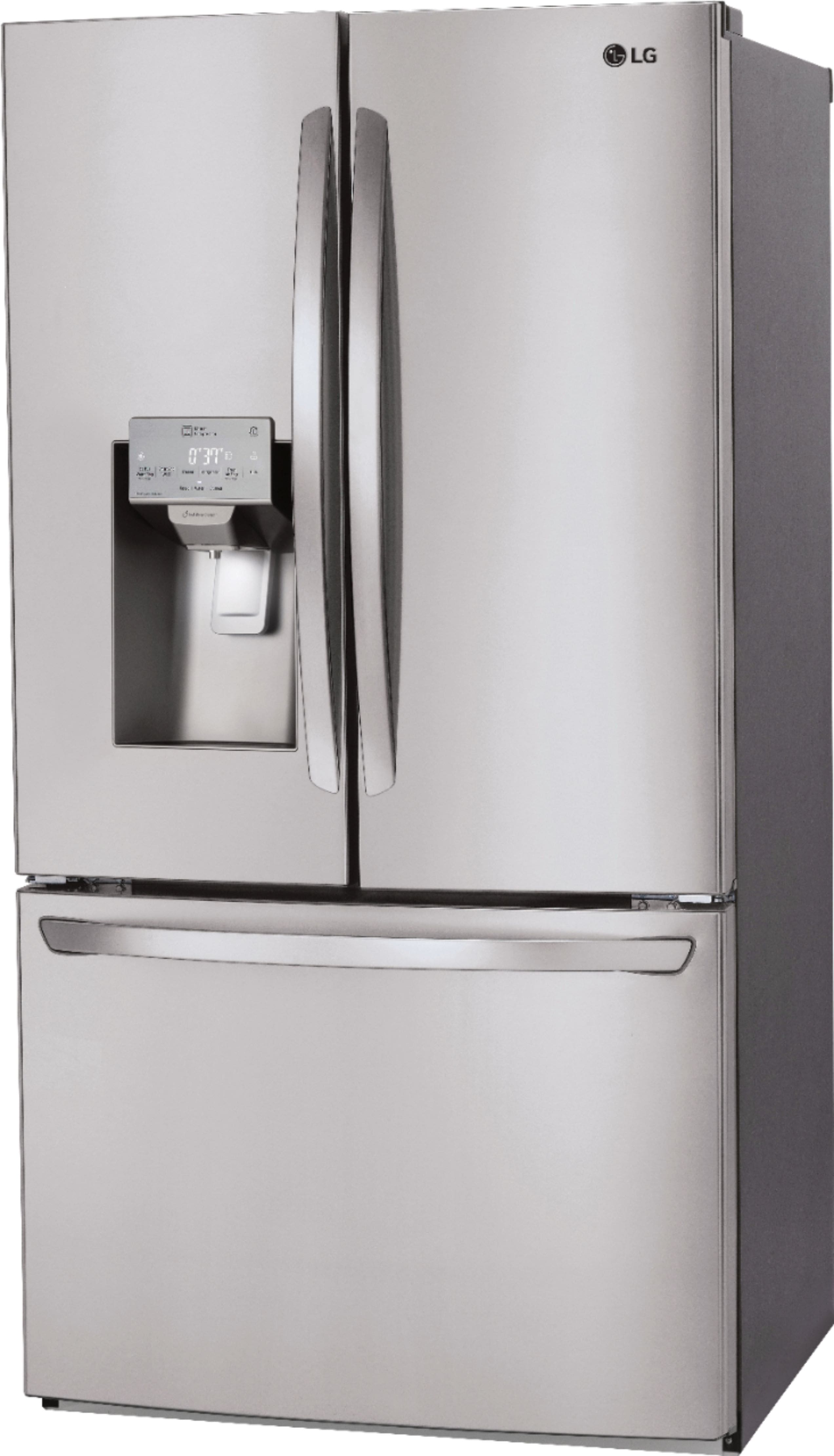 Left. LG - 26.2 Cu. Ft. French Door Smart Refrigerator with Dual Ice Maker - Stainless Steel.